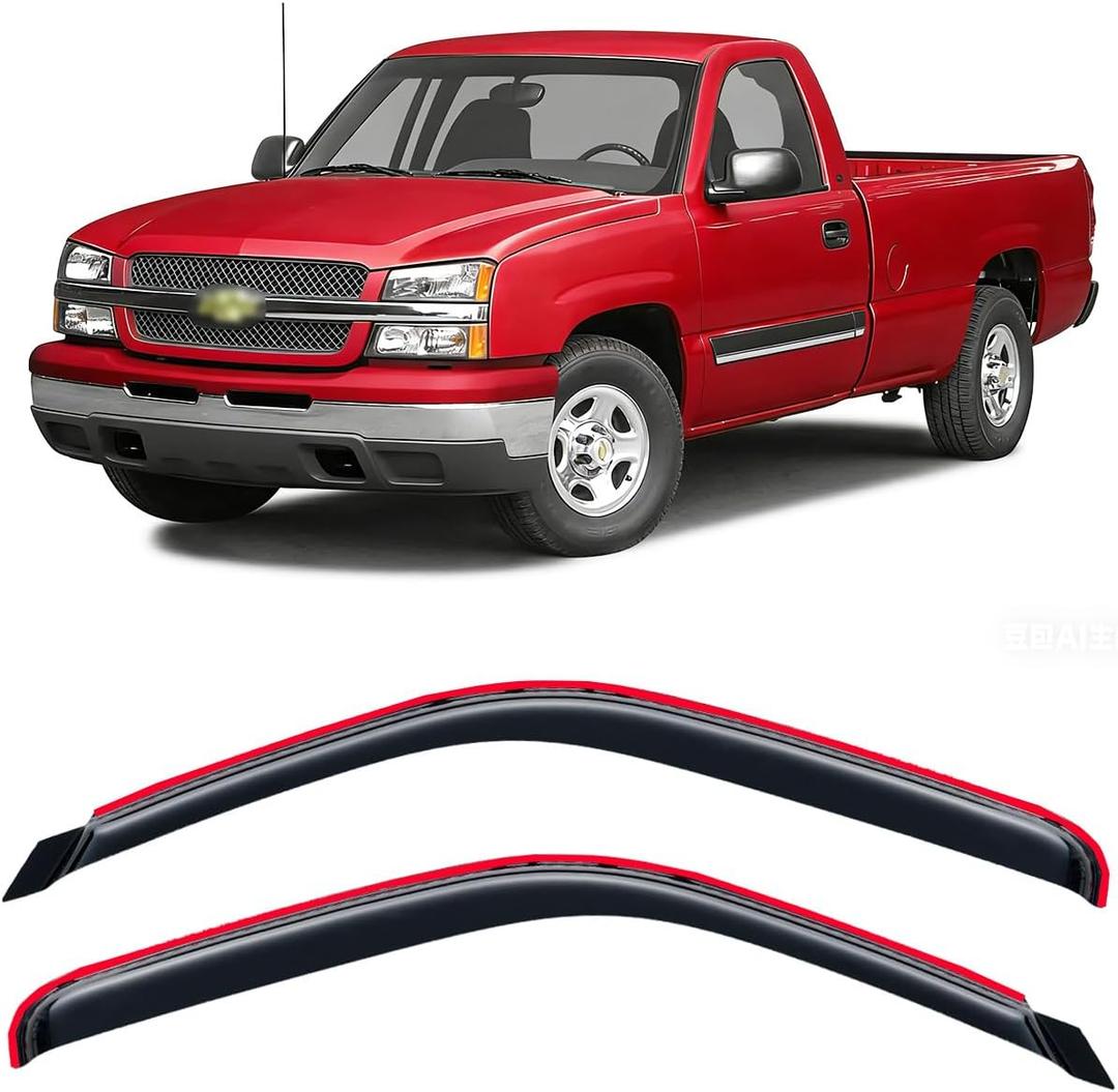 in-Channel Rain Guards for 99-2007 Chevy Silverado & GMC Sierra 1500 Standard Cab, Window Visor Shields Vent Deflector Shade Wind for 99-06 Silverado/Sierra 2500，01-07 Silverado/Sierra 3500 Classic