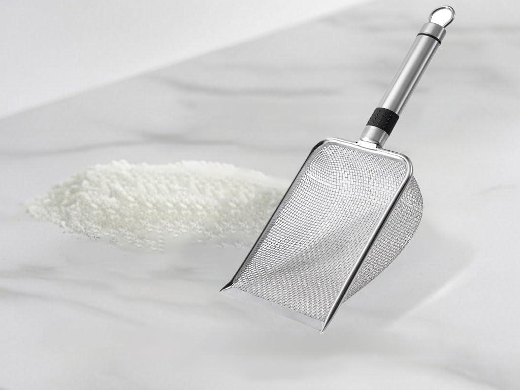 Stainless Steel Cat Litter Scoop  Anti-Stick Litter Shovel with Hook, Rust-Proof & Heavy Duty Cat Litter Scooper for Clumping Litter, Easy to Clean & Store (0.08in*0.08in)