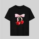 RoseSeek Girl's Graphic Tees Short Sleeve Crewneck T Shirts Casual Summer Tops Cute Preppy Clothes (Black)