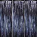 Voircoloria 3 Pack 3.3 x 8.2 ft Matte Blue Foil Fringe Curtains, Dark Blue Tinsel Streamers Batman Party Decorations, Fringe Backdrop, Door Shimmer for Graduation, Birthday Backdrop for Men or Boy