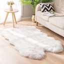 Carvapet Soft Fluffy Faux Sheepskin Fur Area Rug for Bedroom Floor Sofa Living Room 3 x 5 Feet,White