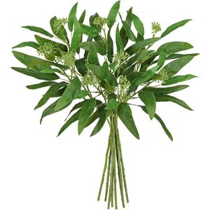 9Pcs Artificial Eucalyptus Stems Willow Eucalyptus Leaves, 18.5" Fake Greenery Stems for Vase, Green Plants Artificial Decor for DIY Bouquets, Arrangements, Centerpieces, Home, Wedding, Faux Greenery