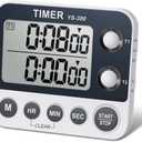 HomeMall Digital Kitchen Cooking Timer, Dual Count Up & Down with Magnetic Back, Large Display, Adjustable Volume and Flashing Alarm Light, ON/Off Switch Stopwatch, Battery Included