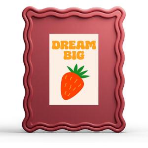 YESKAY 8x10 Picture Frame with Mat for 5x7,Cute Wavy Edge Photo Frame with Real Glass,Wooden Scalloped Frame for Tabletop or Wall Hanging,Red,1 Pack