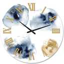 Abstract Dark Blue and Gold Cloud Oversized Modern Metal Wall Clock 36" x 36" Silent Non-Ticking Battery Operated Round Analog Decorative Wall Clock for Living Room, Bedroom & Office Dcor