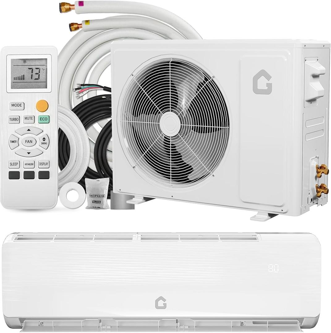 Garvee 12000 BTU Mini Split Air Conditioner Heat Pump System, 19 SEER2 Inverter Mini Split AC/Heating System, Ductless Wall Mount AC Unit Cool Up to 750 Sq. Ft, Installation Kits, 115V