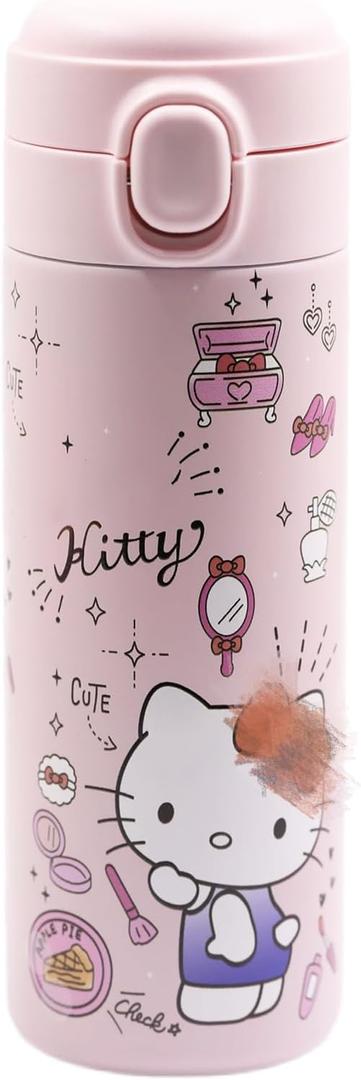 oneZHI 425ml Cartoon Kitty Cute Anime Cup Melody Kawaii Reusable Water Bottle for Girls Women Birthday Gift (Pink)