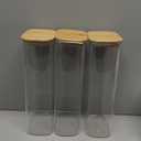 D2scrma 64oz Rectangle Airtight Glass Storage Containers with Bamboo Lids (Set of 3), Square Food Storage Jar, Pantry Organizers for Cereal, Flour, Pasta and Coffee beans (‎with Black Lable)