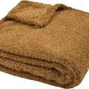 Blanket - Size 92x60 Inch - 100% Polyester - Camel - Montreal Model - Blanket - Soft Warm Fluffy Plain 