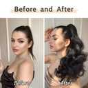 Pony Tail Extensions Wavy Claw Clip Ponytail Extension 20" Long Fake Ponytails Synthetic Fluffy Heat Resistant Clips in Hair Pieces for Black Women Party Daily Use 6 Oz Natural Black