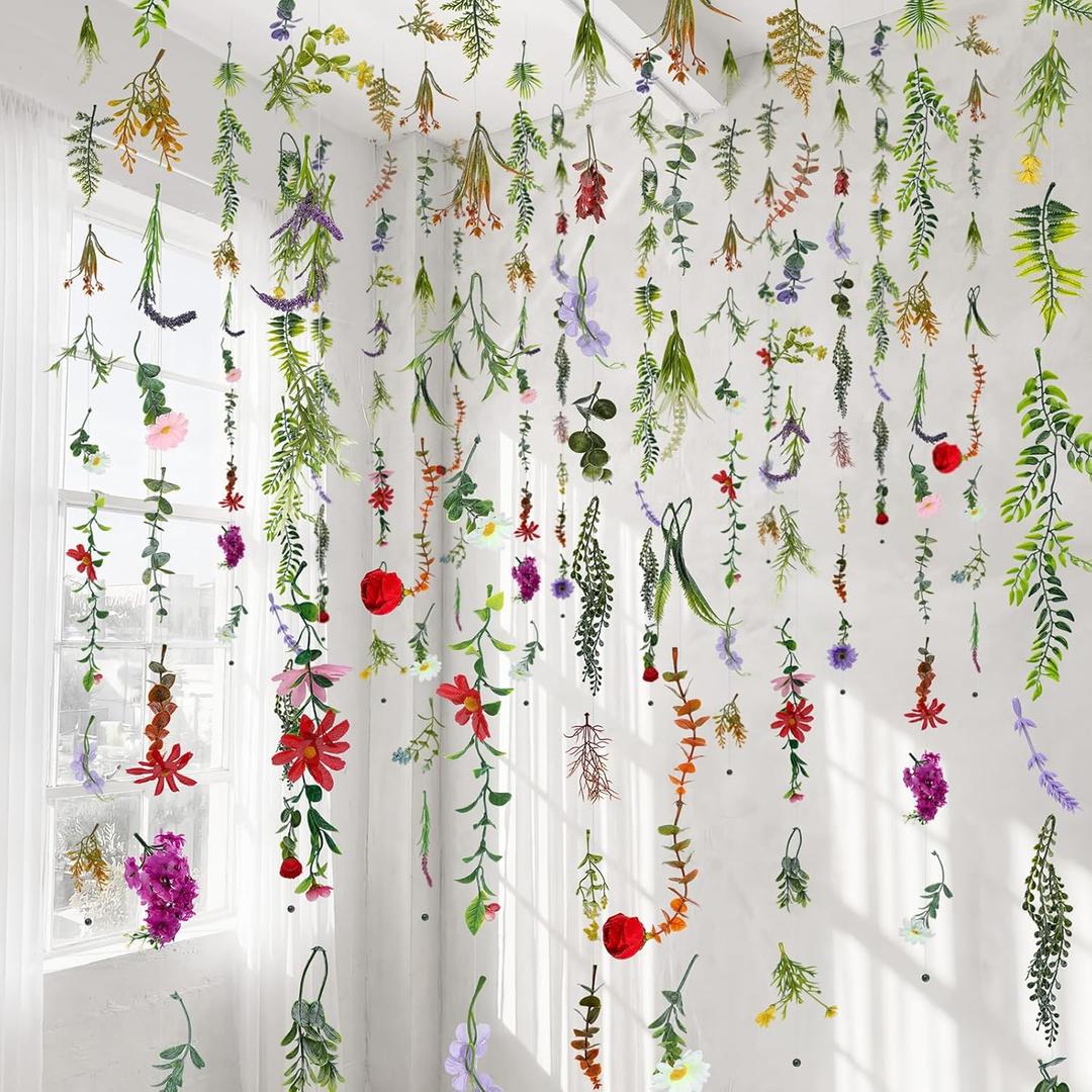 Suncalla 12 Pcs 70.8 ft Flower Garlands Hanging Artificial Wildflower Vine Decor from Ceiling Floating Floral Backdrop Silk Fake Flower Garland for Wedding Home Garden Wall Arch(Wildflower)