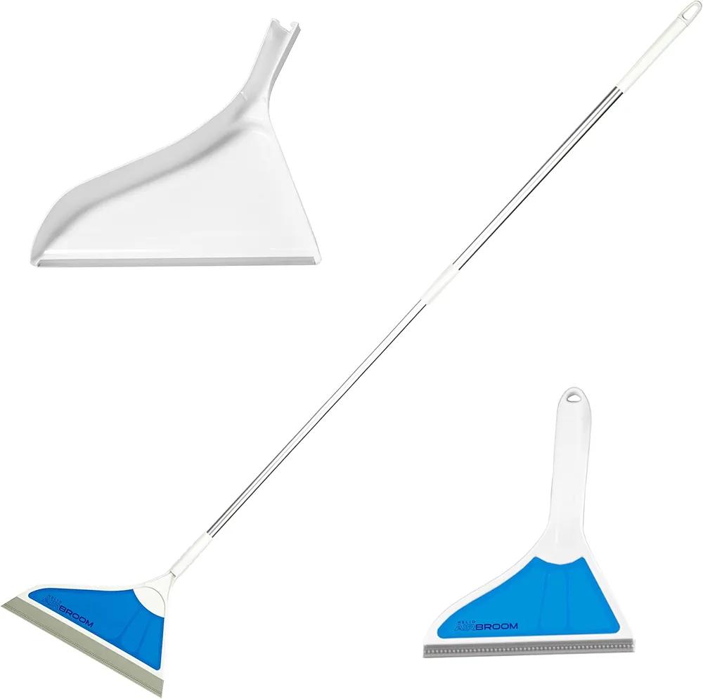 Helio AirBroom Kit All Surface Sweeper and Squeegee for Wet and Dry Cleaning Dust, Dirt, Liquids, Pet Hair, Tile, Hardwood Floors, Carpet, Furniture, Windows