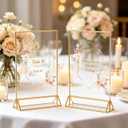 3 Pack Gold Acrylic Sign Holder 8.5 x 11 Inches, Double Sided Vertical Table Top Stand for Wedding Table Numbers, Nail Salon Price Lists, Vendor Booth, Business Store & Party Tabletop Display