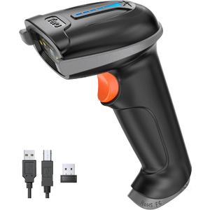 Tera Barcode Scanner Wireless Versatile 2-in-1 (2.4Ghz Wireless+USB 2.0 Wired) with Battery Level Indicator, 328 Feet Transmission Distance Rechargeable 1D Laser Bar Code Reader USB Handheld (Grey)