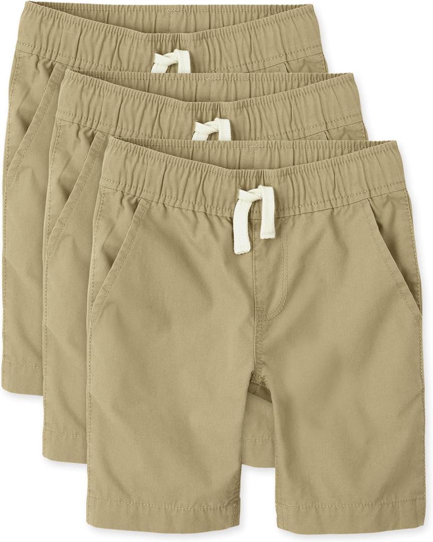 The Children's Place Boys' Pull on Jogger Shorts (14, Flax 3-pack)