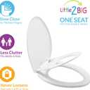 Little2Big Toilet Seat with Built-In Toddler Potty Training Seat, Slow Close, Easy to Install, Made in USA, ELONGATED, White