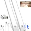 8 Inch Under Cabinet Lights, Upgraded 41 LED Rechargeable Magnetic Motion Sensor Light Indoor, Brightness Dimmable 6500K Stepless Dimming Closet Light, for Under Counter, Kitchen, Closet, 2 Packs