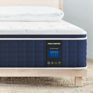 Coolvie Full Size Mattress 14 Inch, Hybrid Soft Medium Plush Mattresses with Gel Memory Foam for Adaptive Support and Pressure Relief, Cloud-Like Sleep Bed in A Box for Silent, 100-Night Trial (Bluewhite)