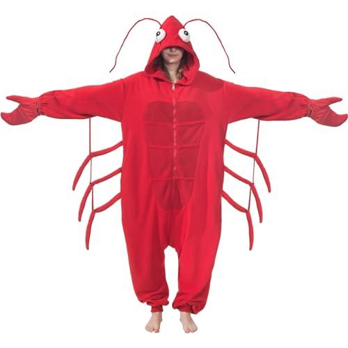 AIYOUYIYA Adult Sea Creatures Onesie Lobster, Crab, Shrimp, Turtle Halloween Costume Unisex Animal Cosplay One-Piece Pajamas S