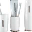 Luxury White Plastic Travel Toothbrush Holder Case with Cover, Portable Travel Toothbrush Cup, Storage Container for School Camping Business Trip Bathroom