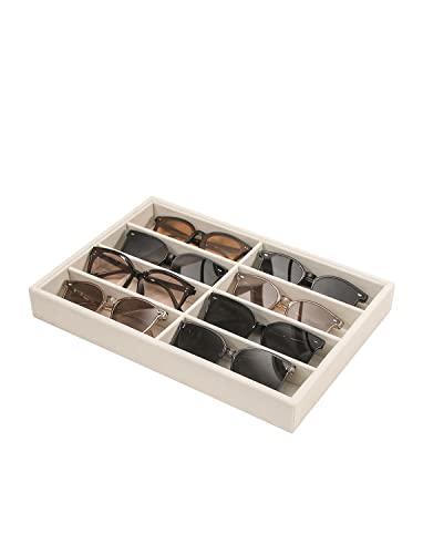 Coward Sunglass Organizer, Beige Velvet Glasses Trays - Eyeglasses Watches Jewelry Display - Men Women (8 Grids)