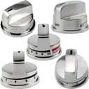 Funmit Upgrade Gas Stove Knobs Replacements for LG LRG30357ST LRG30355ST LRG30855ST Gas Range, 4PCS EBZ37189611 Range Control Knob and 1PCS EBZ37189609 Range Burner Control Knob (Super Boil)