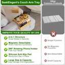 Large Bamboo Couch Arm Tray, 4 in 1 Magnetic Sofa Armrest Tray for Arm-7.87" Wide Living Room to Watch TV, Anti-Slip Couch Cup Holder & TV Trays for for Eating, Dinner or Laptop Tissue Phone (Natural)