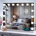 Hollywood Vanity Mirror with Lights, 15 Bulbs 23 x 18 Inch Makeup Mirror with USB Charging and 10x Magnification, Touchscreen 3 Lighting Modes