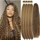 Boho Braiding Hair Ash Brown Pre Stretched Curly Boho Deep Wave Braids Hypoallergenic Non Toxic Braiding Synthetic Knotless