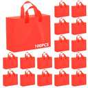 Amylove 100 Pcs Mother's Day Large Gift Bags Bulk Frosted Red Plastic Bags with Handles for Mother Teacher Appreciation Party Favors Boutique Retail Small Business Wedding Gift Packaging 16"x 12"x 6"