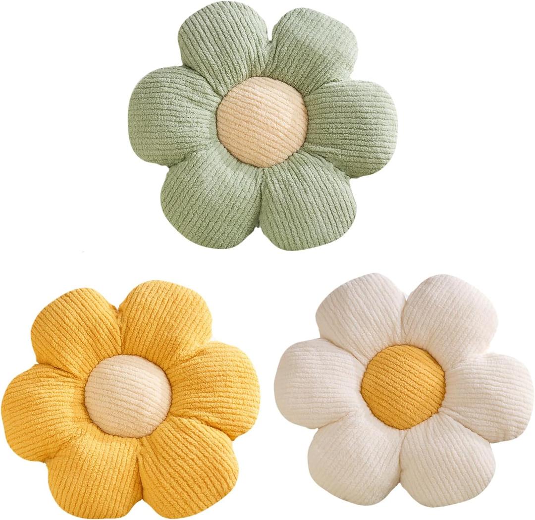 3 Pcs Flower Pillow Flowers Shaped Pillows Cushion Decorative Daisy Pillow for Bed Cute Throw Pillow Flower Floor Pillow Soft Seat Cushion 15.7"