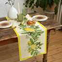 Spring Summer Lemon Table Runner, Fruits Kitchen Dining Table Decoration for Holidays, Yellow Lemons Leaves Flowers Farmhouse Table Decor Runners, 13X90IN