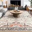 9x12 Area Rugs for Living Room - Large Carpet Ultra Thin Soft Washable Oriental Vintage Floral Distressed Rug Big Indoor Carpets for Bedroom Nursery Dorm Home Decor Aesthetic - Multi