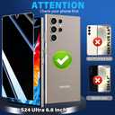 3 Pack Privacy Screen Protector for Samsung Galaxy S24 Ultra Tempered Glass, 9H+ Hardness, 12FT Military Grade Shatterproof, Auto Alignment Frame, Bubble Free Case Friendly HD Clear 6.8 Inch