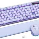 Wireless Keyboard and Mouse Combo - 9 Backlit Effects, Wrist Rest, Double-Shot Keycaps, Metal Panel, Long-Lasting Rechargeable, 2.4G Keyboard Mouse Set for Windows Mac PC Laptop  Sablute (Purple)