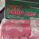 Pet Poop Bag 12 Refill Rolls 180 Unscented Bags (Pink/White)