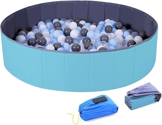 4 Feet Ball Pit for Kids/Baby Play Yard/Fence, Holds Over 600 Balls, Folding Portable, No Need Inflate, More Than 12 Sq.ft Play Space, Light Blue