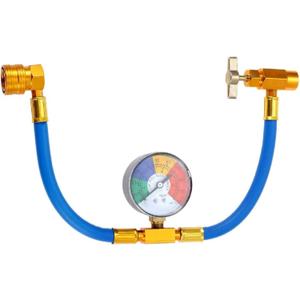 R134A AC Refrigerant Charge Hose Kit, 1/2 Self-Sealing Valve Can, and Recharge Hose with Pressure Gauge, Fits for Car AC Air Conditioning Refrigerant