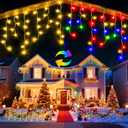 131 Ft String Lights for Outside, 1280 LED Christmas Lights Outdoor Plug in, Christmas String Lights with 11 Modes & Timer for Holiday, Party, Wedding, House, Patio, Outdoor Decorations (Warm White+Multicolor)