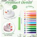 Seenelling 45 Pcs Baby Shower Decorate Ducks Game Set Includes Baby Shower Game Sign 32 DIY White Blank Rubber Ducks 12 Paint Marker for Gender Revel(Leaves)