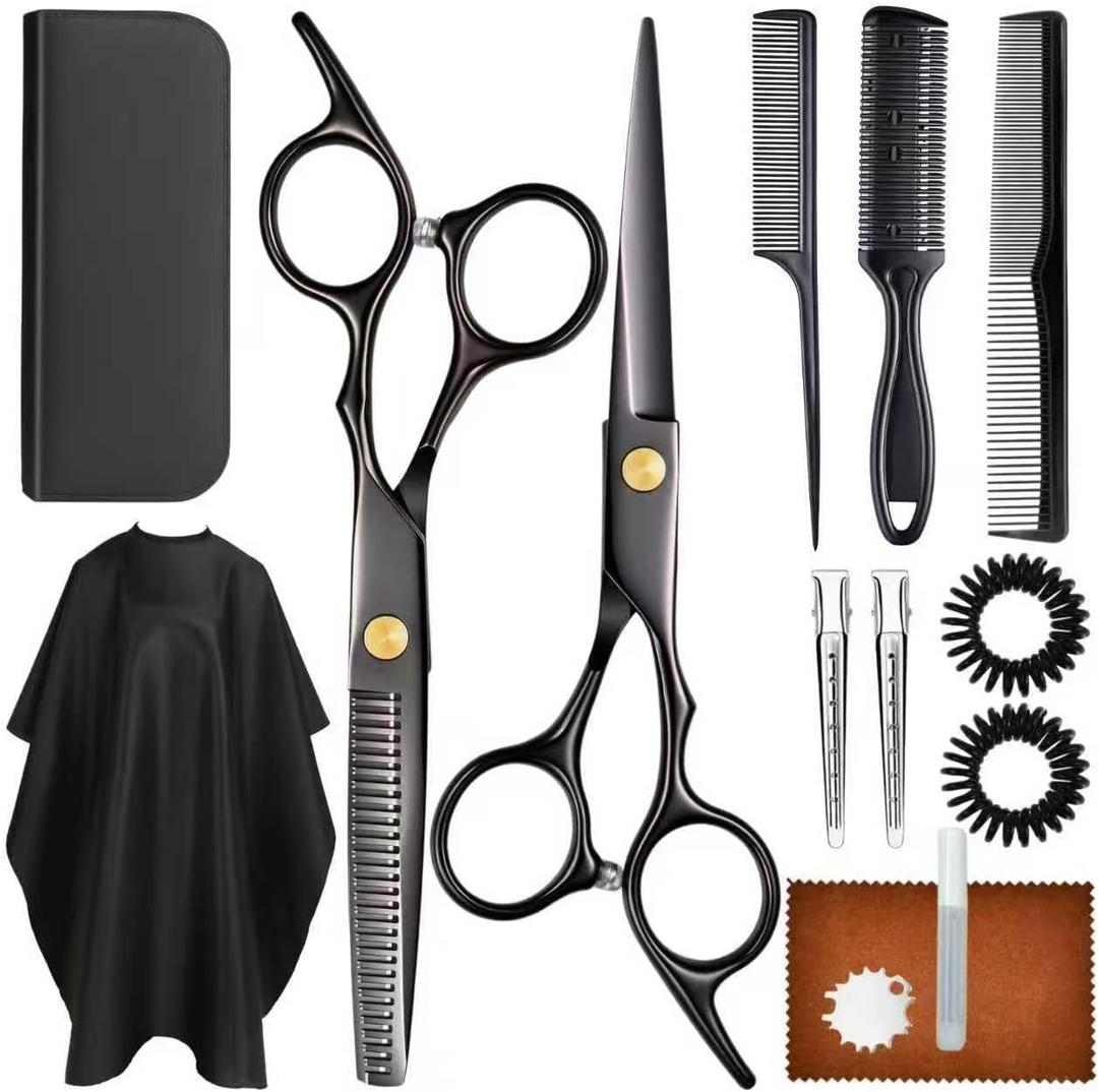 Hair Cutting Scissors Shears Kits, Professional Haircut Scissors Set with Thinning Shears, Stainless Steel Barber Scissors for Men, Women, Kids, Salon & Home Use
