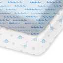 Pack and Play Sheets Fitted 2 Pack, 38x26 Graco Pack n Play Sheets for Playard & Travel Crib Mattress, Ultra Soft Jersey Knit, Breathable Stretchy Deep Pocket, Compatible with Mini Cribs