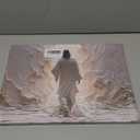 Jesus Walking on Water Canvas Wall Art Picture Christian Spiritual Poster Prints Abstract Jesus Divine Light Painting Modern Religious Wall Decor for Living Room Bedroom Church 16x24in Framed (Beige)