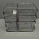 Prsildan Acrylic Drawer Makeup Organizer with 6 Drawers (Not for Baby Bottle), Set of 2 Office Desk Organizers Accessories, Clear Stackable Storage Drawers for Vanity, Craft (Largest Drawer 4" Tall)