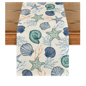 Artoid Mode Sea Grass Conch Starfish Ocean Summer Table Runner, Seasonal Kitchen Dining Table Decoration for Home Party Decor 13x36 Inch