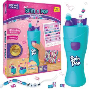 Imagimake Spin n Pop DIY Bracelet Making Kit | Make 10 Friendship Bracelets | Cool Birthday Gift for Tween & Teen Girls | Creative Art & Craft Kits for Kids Age 8,9,10,11,12