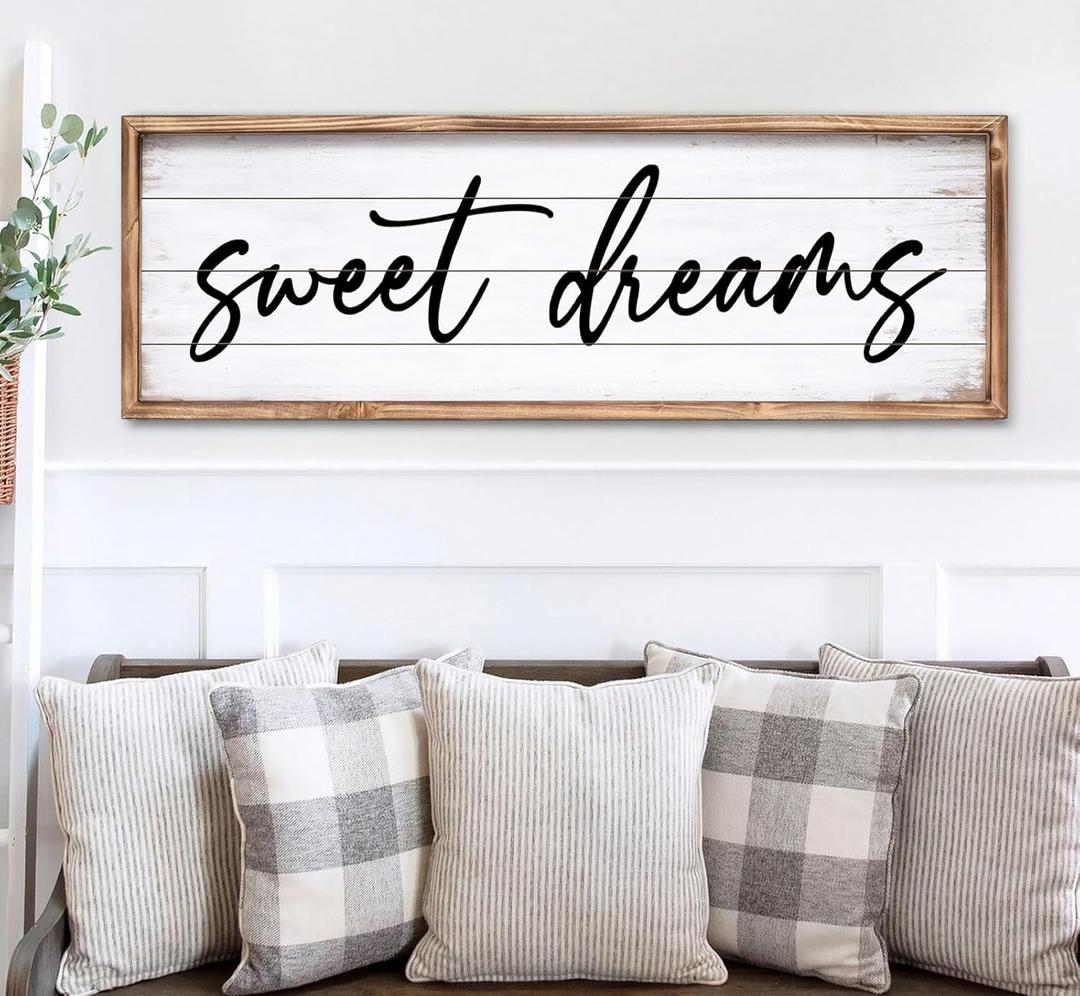 Sweet Dreams Wall Decor Above Bed 42''15'' Large Bedroom Wall Sign Farmhouse Bedroom Sign Wood Framed Guest Room Decor Master Bedroom Wall Decoration