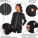 LAZAWG Women Sauna Suit Sweat Shirt Long Sleeve Sweat Jackets for Fitness Gym Running Exercise Slimming (Small, Zip Black)