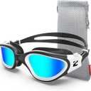 ZIONOR Swim Goggles, G1 SE Swimming Goggles Anti-Fog for Adult Men Women (B6-gold Lens Black White Frame)