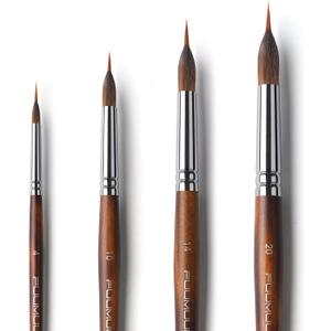 Watercolor Brushes Professional, Fuumuui 4Pcs Extended Needle Point Brushes Synthetic Extra Long Pinhead Brush with Sable Body for Fine Detailing - Watercolor Acrylic Gouache Inks Painting